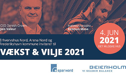Vækst & Vilje erhvervsarrangement i Det Musiske Hus 4. juni 2021.